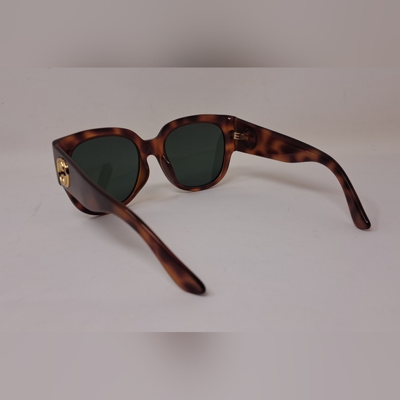Gucci Women's Sunglasses Havana Green Gold Big Logo Square GG0142S 002 55-20-140 - Picture 5 of 16